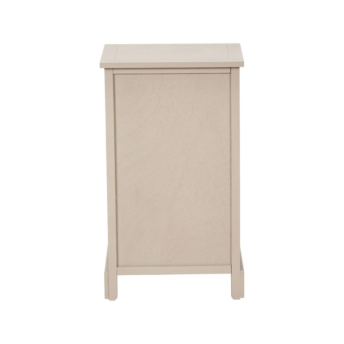 Beige Putty Pine Wood Side Table & Bedside Table with 1 Drawer & 2 Woven Banana Leaf Baskets 70x40x33cm with Black Metal Round Knob Handle – Back View | Click Style