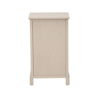 Beige Putty Pine Wood Side Table & Bedside Table with 1 Drawer & 2 Woven Banana Leaf Baskets 70x40x33cm with Black Metal Round Knob Handle – Back View | Click Style