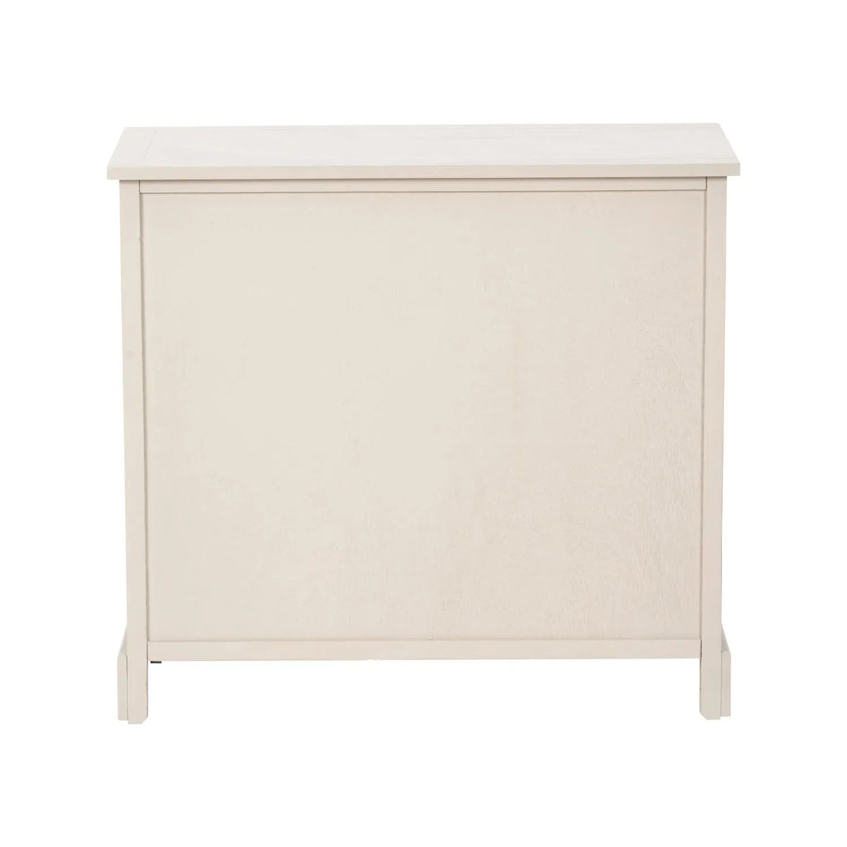 Beige Putty Pine Wood Storage Unit with 2 Drawers & 4 Woven Banana Leaf Baskets with Black Metal Handles 70x76x33cm – Back View | Click Style