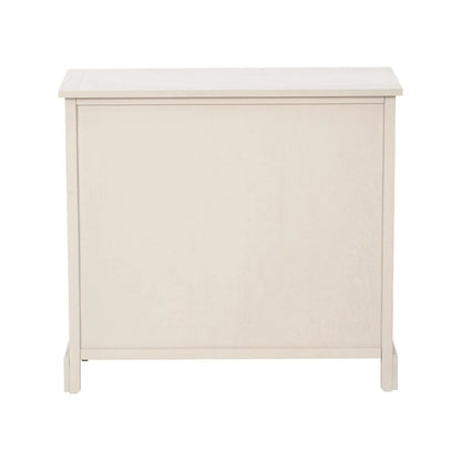 Beige Putty Pine Wood Storage Unit with 2 Drawers & 4 Woven Banana Leaf Baskets with Black Metal Handles 70x76x33cm – Back View | Click Style