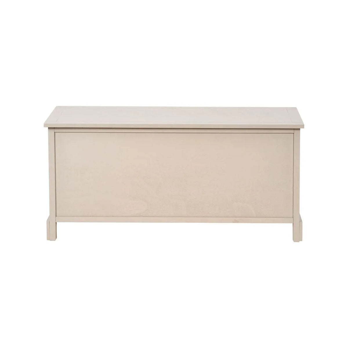 Beige Putty Pine Wood Storage Unit with 3 Drawers Black Handles & 3 Woven Banana Leaf Baskets 50x107x39cm – Back View | Click Style