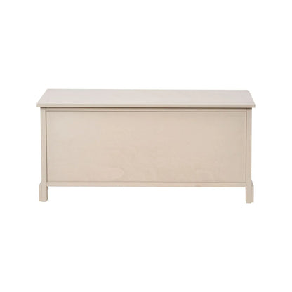 Beige Putty Pine Wood Storage Unit with 3 Drawers Black Handles & 3 Woven Banana Leaf Baskets 50x107x39cm – Back View | Click Style