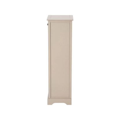 Beige Putty Pine Wood Tallboy Storage Unit with 1 Drawer & 4 Woven Banana Leaf Baskets 113x41x33cm with Black Metal Round Knob Handle – Side View Facing Left | Click Style