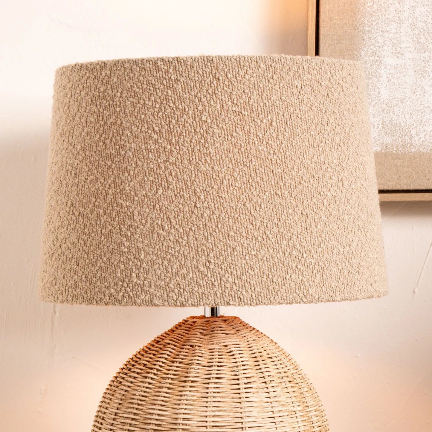 Beige Taupe Bouclé Tapered Lampshade with Teddy Textured Fabric – Cone-Shaped Light Shade for Ceiling Table & Floor Lamps 50cm/20in - Click Style