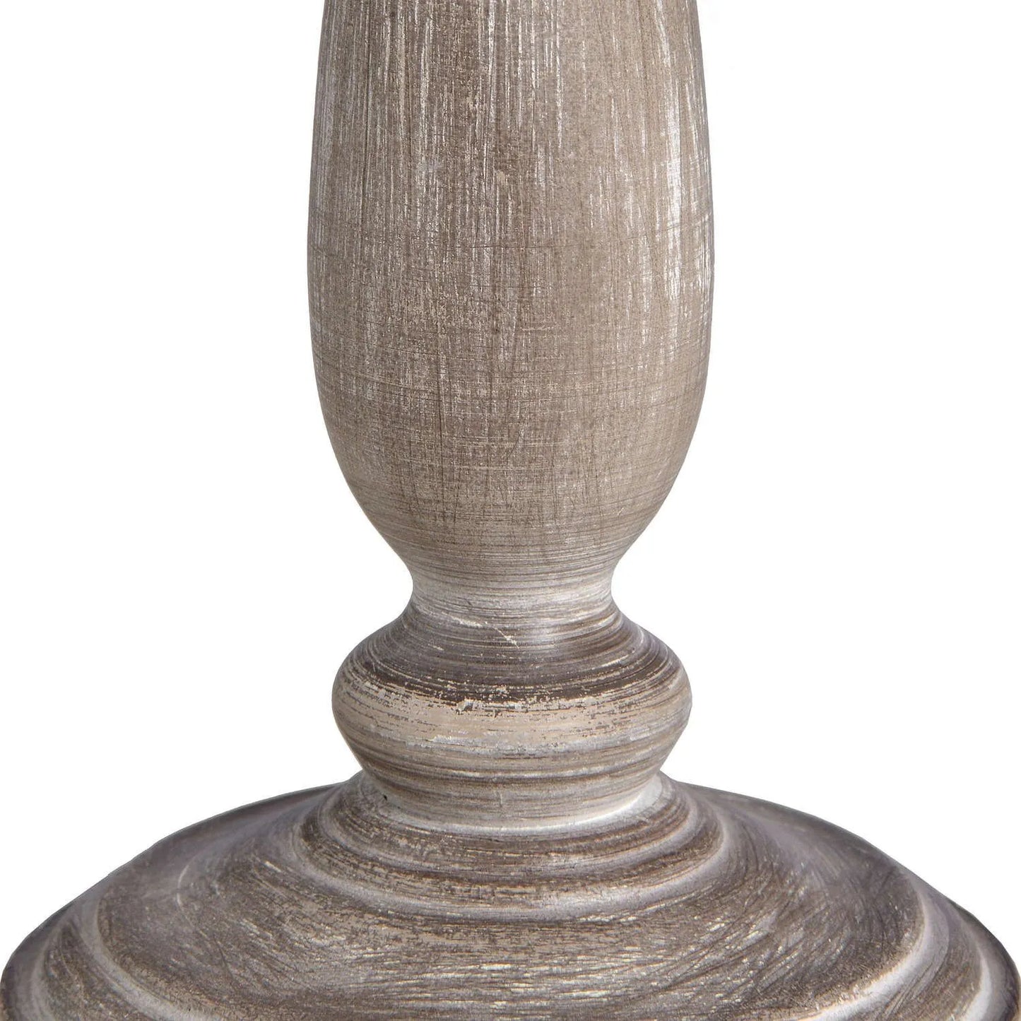 Beige & Brown Rustic Candlestick Table Lamp with Distressed Wooden Base & Tapered Linen Shade 53x25cm - Click Style