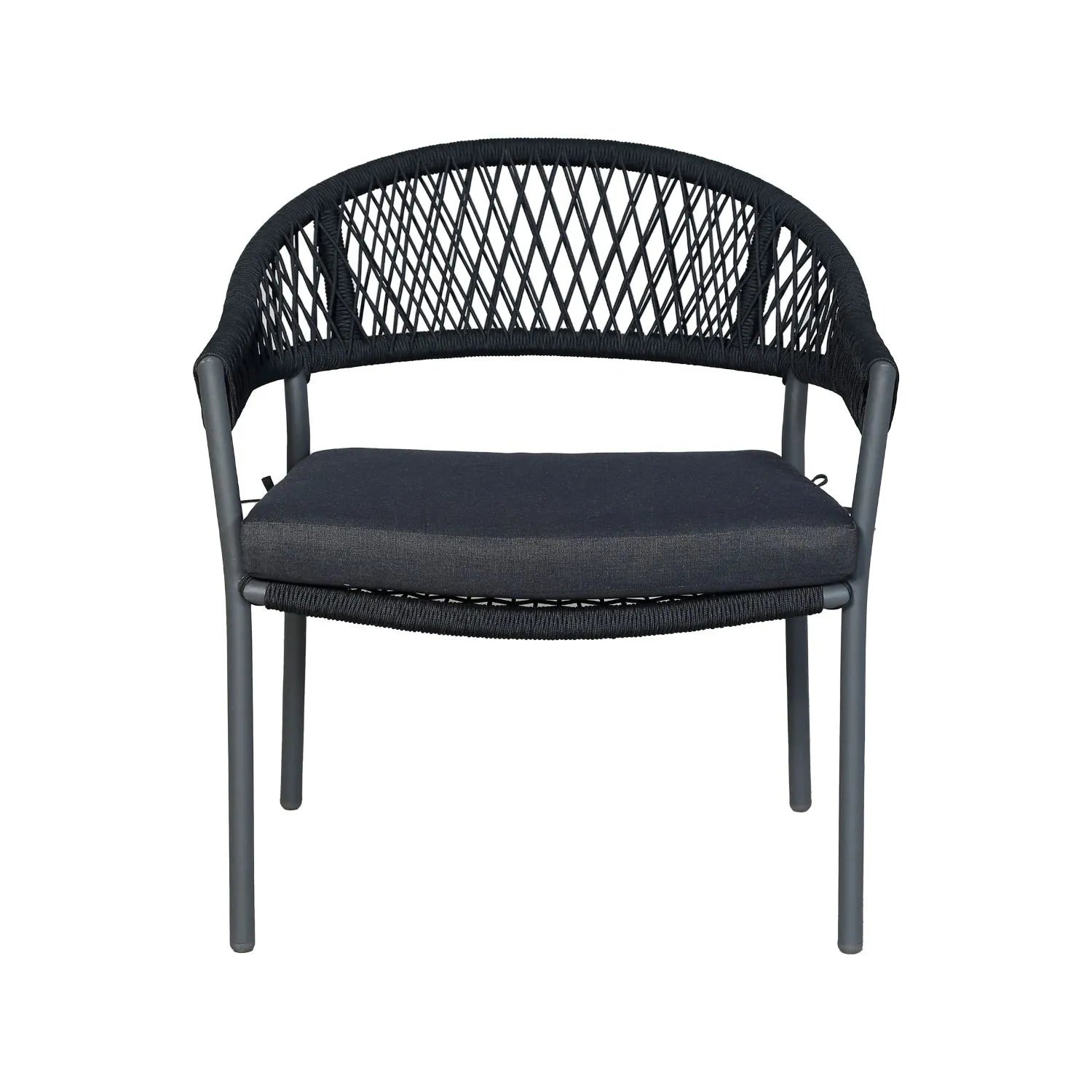 Black 4-Seater Outdoor Rope Garden Sofa Set with Cushions – Acacia