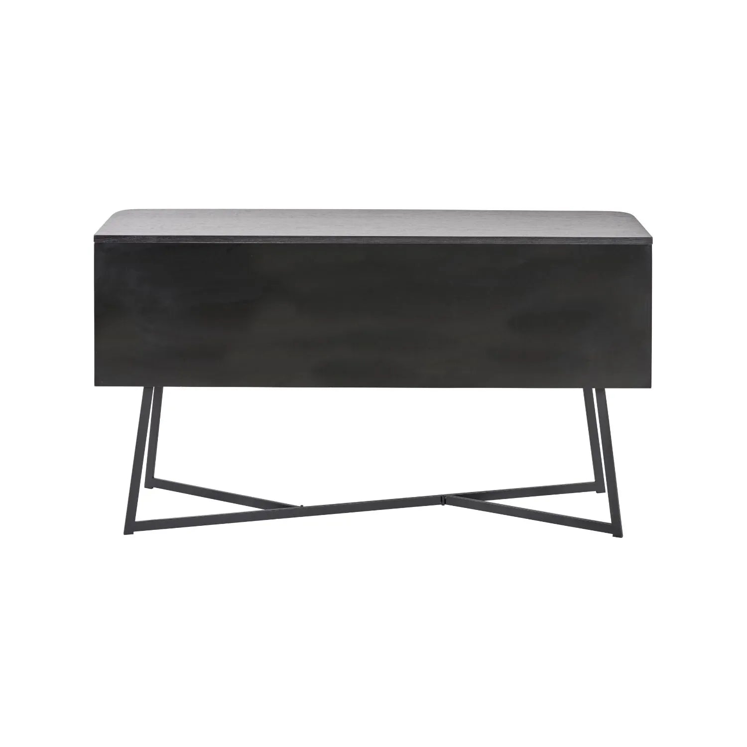 Black Ash Veneer Handle-Free 2 Door 2 Drawer Sideboard with Smooth-Running Drawer Runners & Tapered Black Metal Legs – Scandinavian Style Wooden Storage Cabinet Back 76x129x40cm | Click Style