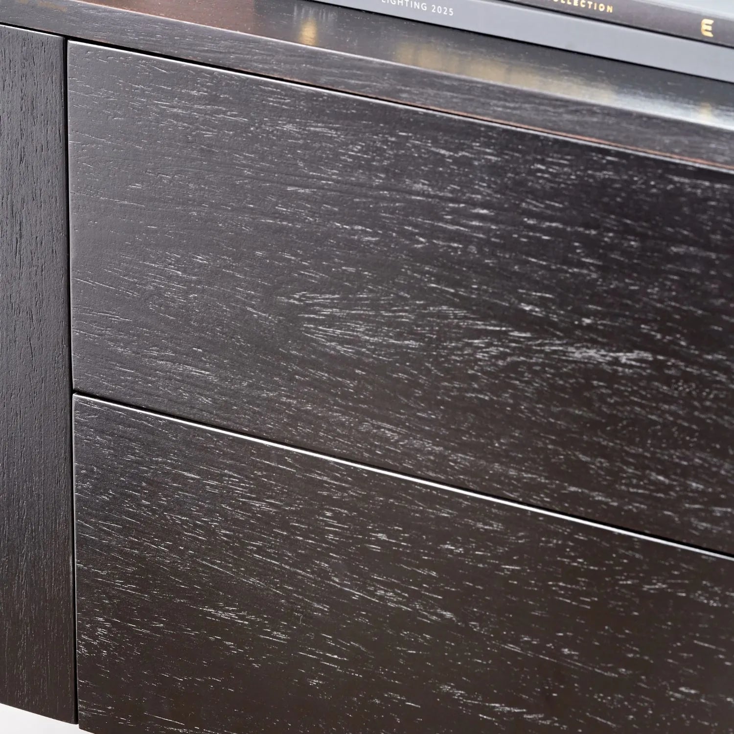 Black Ash Veneer Handle-Free 2 Door 2 Drawer Sideboard with Smooth-Running Drawer Runners & Tapered Black Metal Legs – Scandinavian Style Wooden Storage Cabinet 76x129x40cm | Click Style