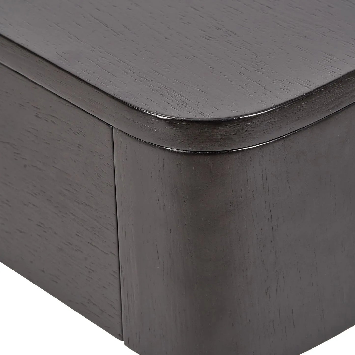 Black Ash Veneer Side Table with 1 Drawer & Tapered Black Metal Frame – Scandinavian Bedside Table with Minimalist Handle-Free Design 60x50x40cm | Click Style