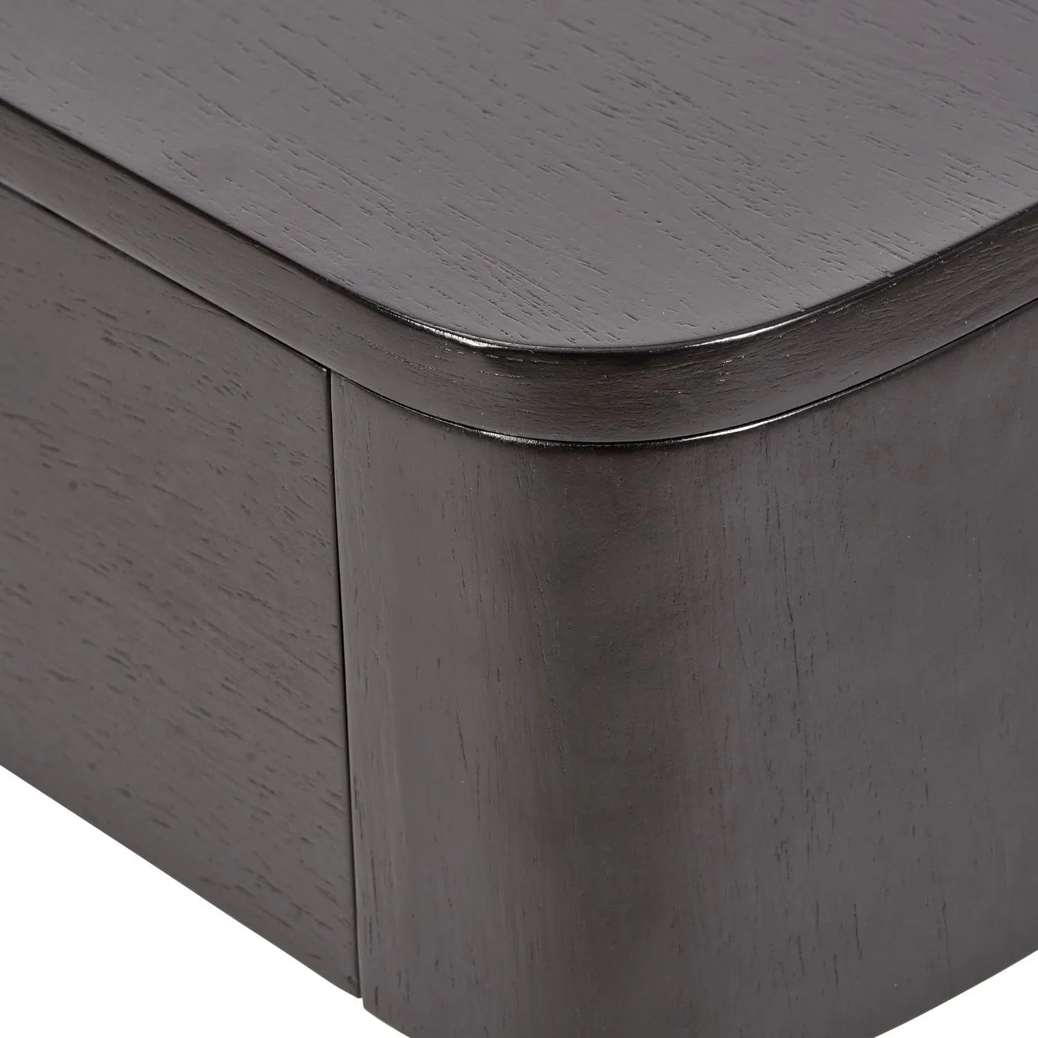 Black Ash Veneer Side Table with 1 Drawer & Tapered Black Metal Frame – Scandinavian Bedside Table with Minimalist Handle-Free Design 60x50x40cm | Click Style