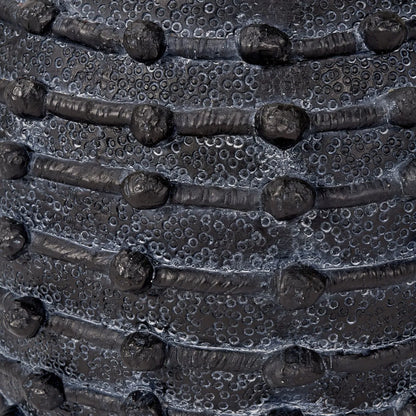 Black bobbled fibrestone decorative planter with textured stone-effect finish, indoor plant pot 29x32x32cm | Click Style