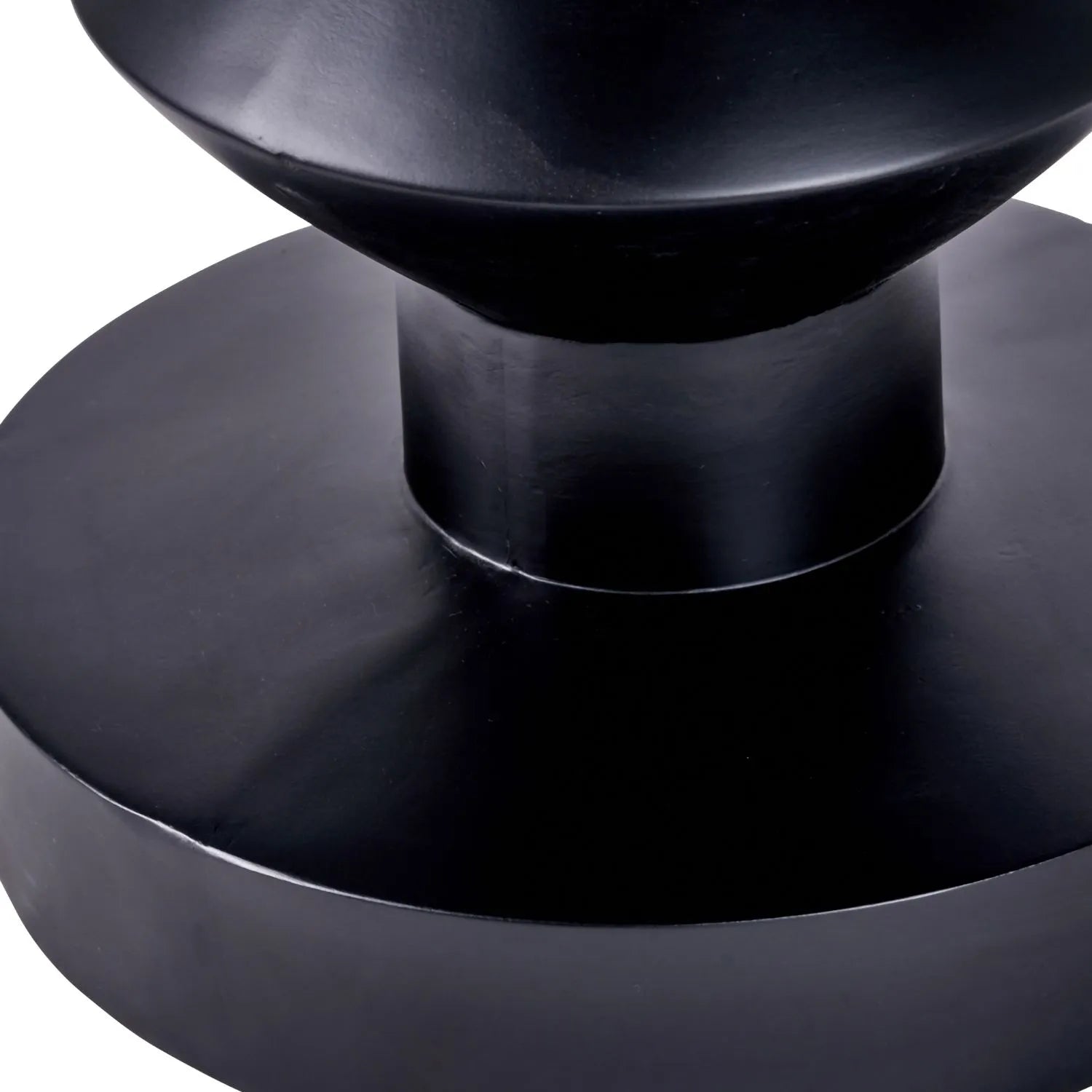 Black Fibrestone Sculptural Pedestal Side Table – Modern Round Accent & Occasional Table 50x40x40cm - Click Style