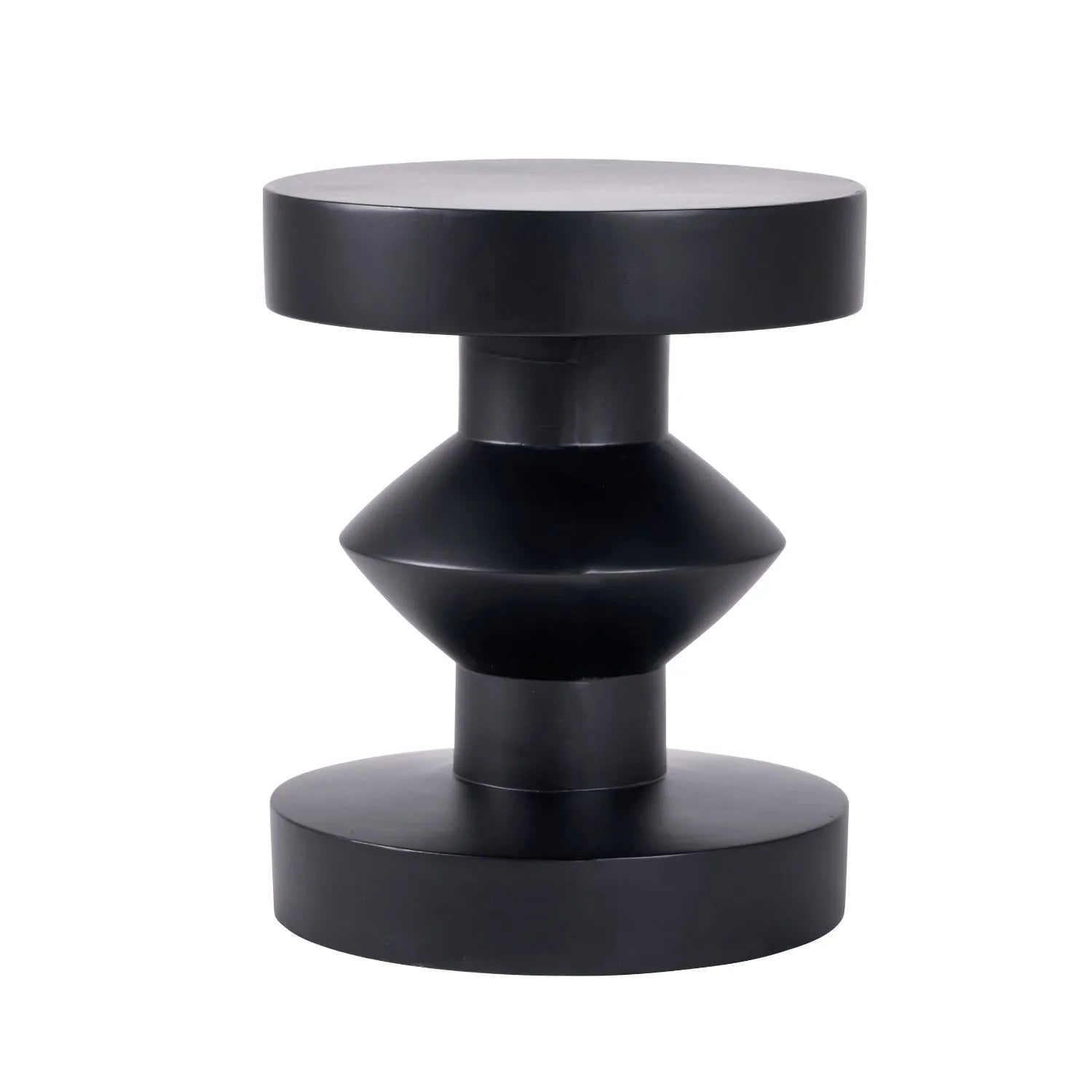 Black Fibrestone Sculptural Pedestal Side Table – Modern Round Accent & Occasional Table 50x40x40cm - Click Style