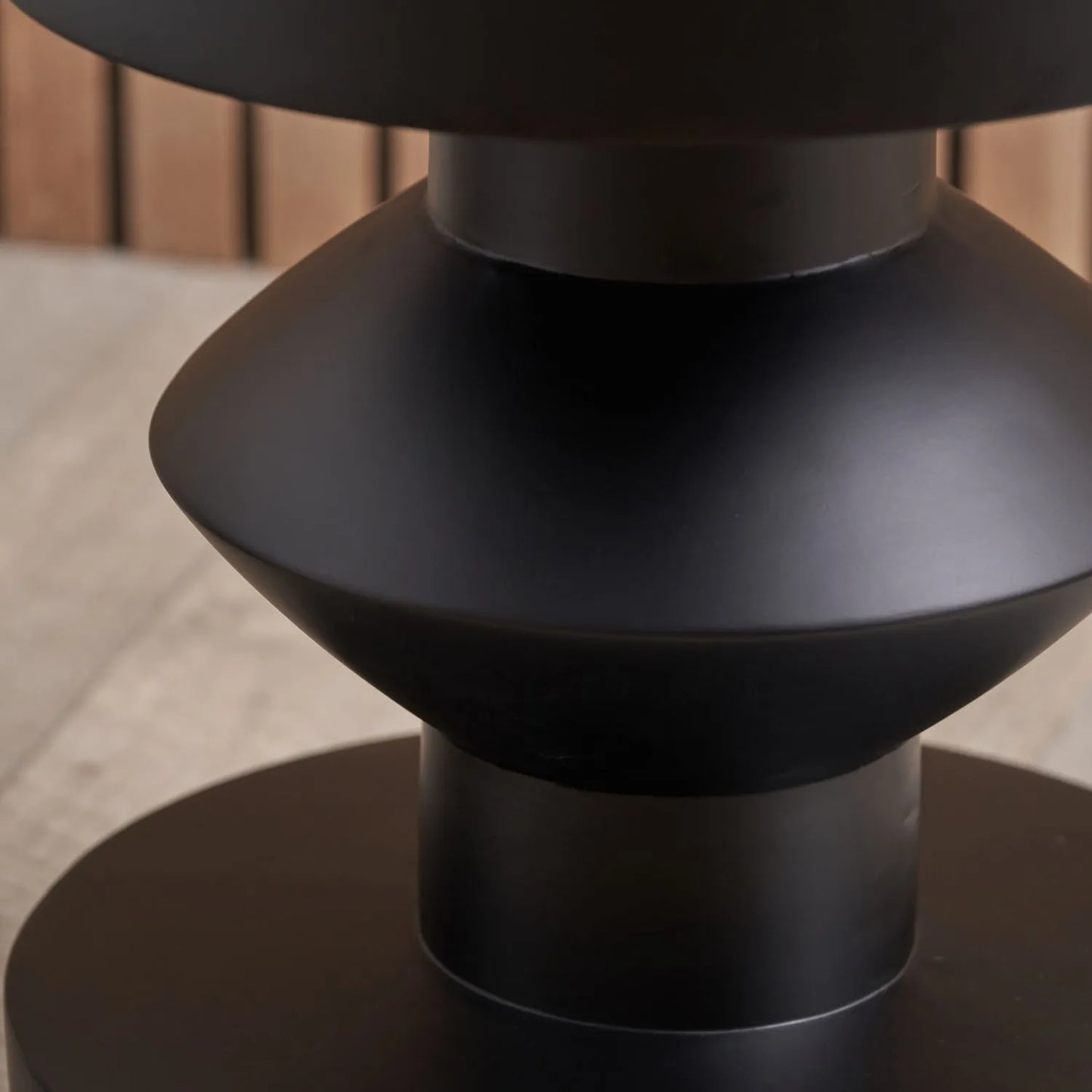 Black Fibrestone Sculptural Pedestal Side Table – Modern Round Accent & Occasional Table 50x40x40cm - Click Style