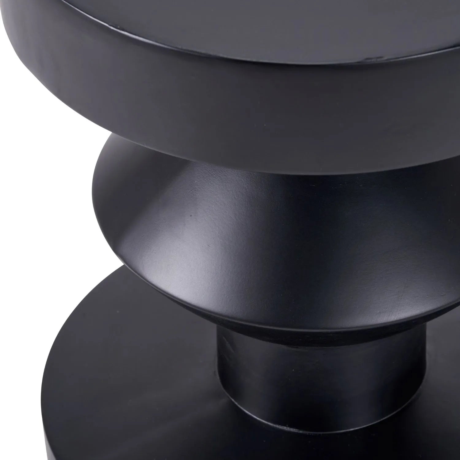 Black Fibrestone Sculptural Pedestal Side Table – Modern Round Accent & Occasional Table 50x40x40cm - Click Style