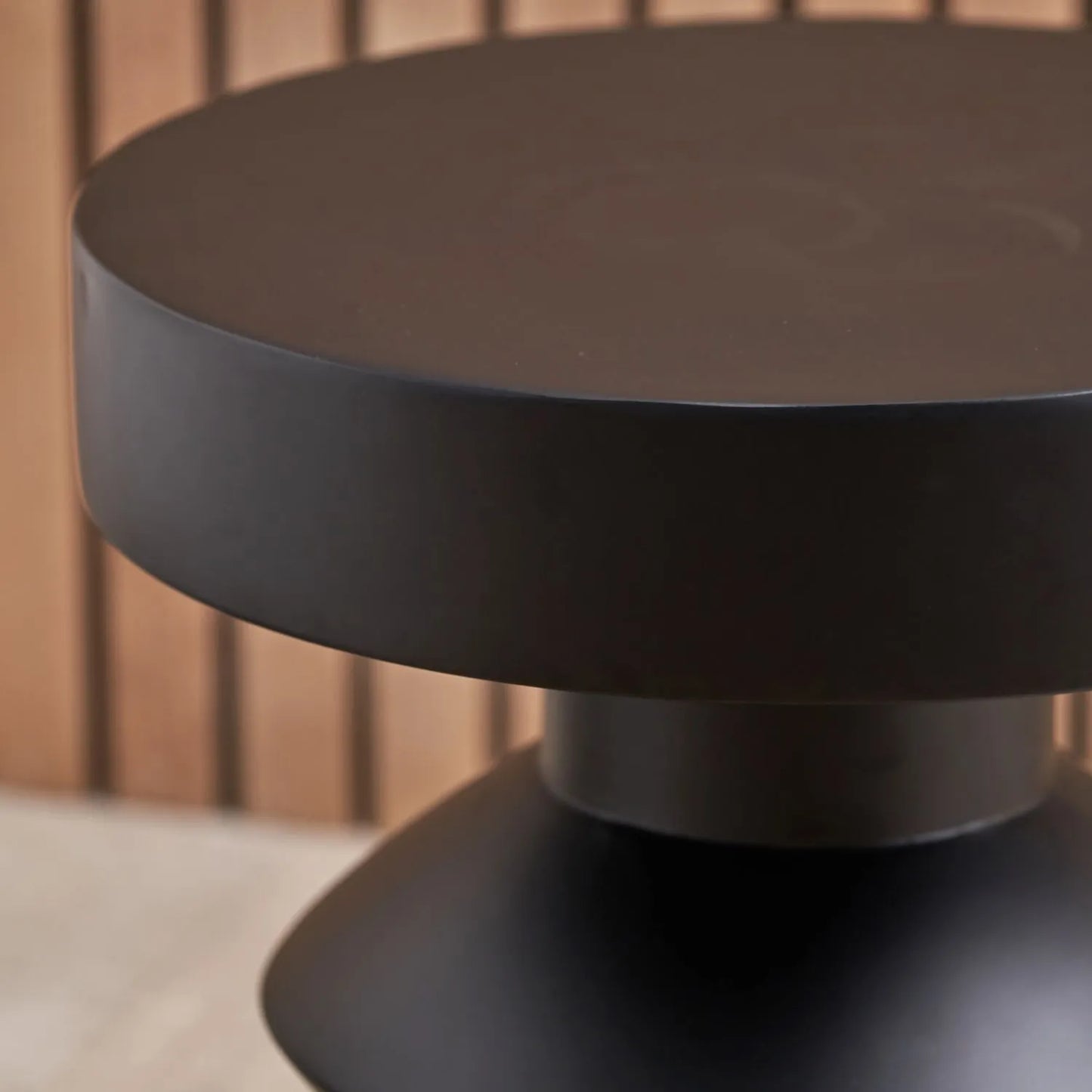 Black Fibrestone Sculptural Pedestal Side Table – Modern Round Accent & Occasional Table 50x40x40cm - Click Style