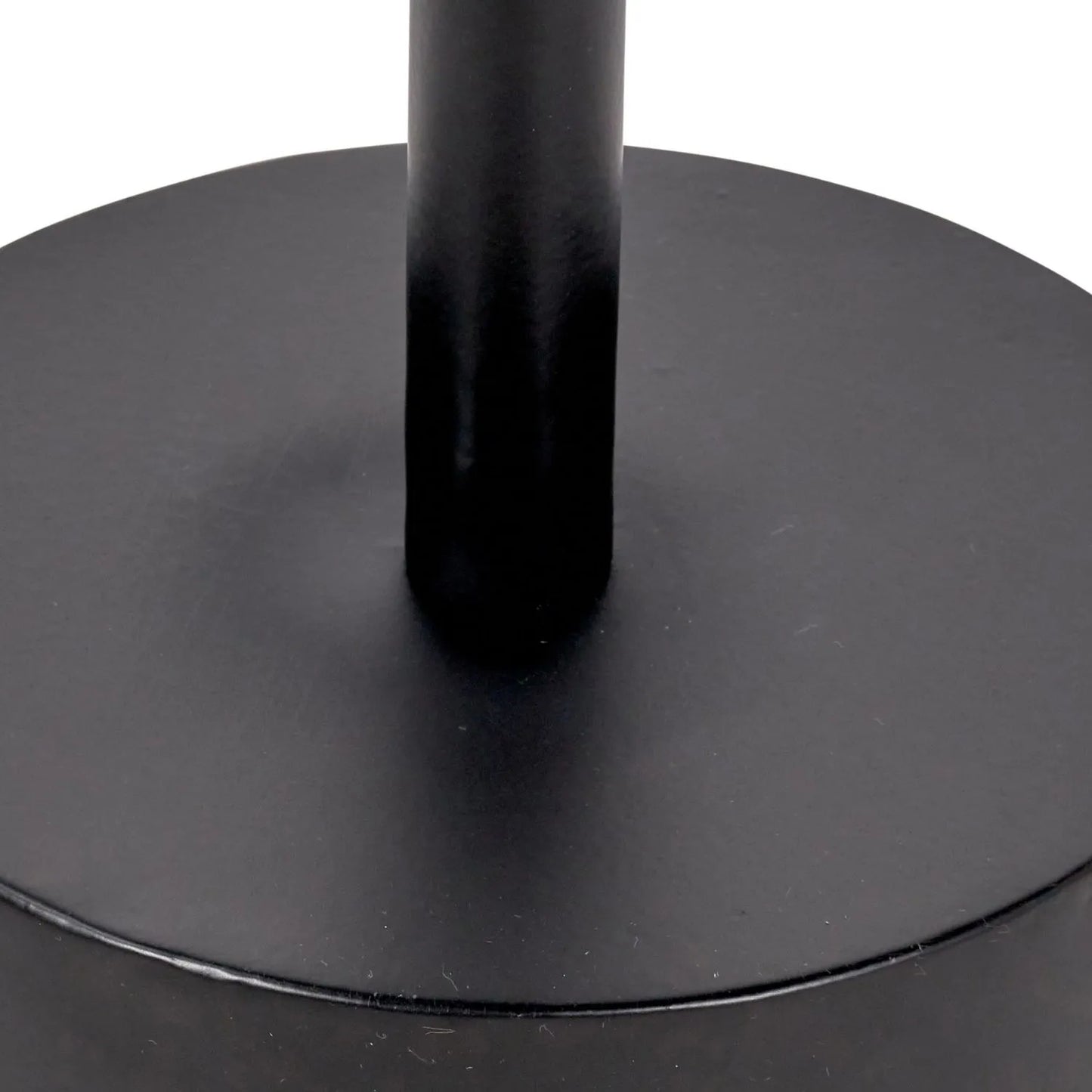 Black Marble Round Side Table with Cylindrical Matt Black Metal Base – Modern Accent Table 46x45x45cm - Click Style