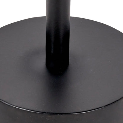 Black Marble Round Side Table with Cylindrical Matt Black Metal Base – Modern Accent Table 46x45x45cm - Click Style