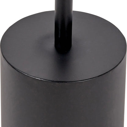 Black Marble Round Side Table with Cylindrical Matt Black Metal Base – Modern Accent Table 60x30x30cm - Click Style