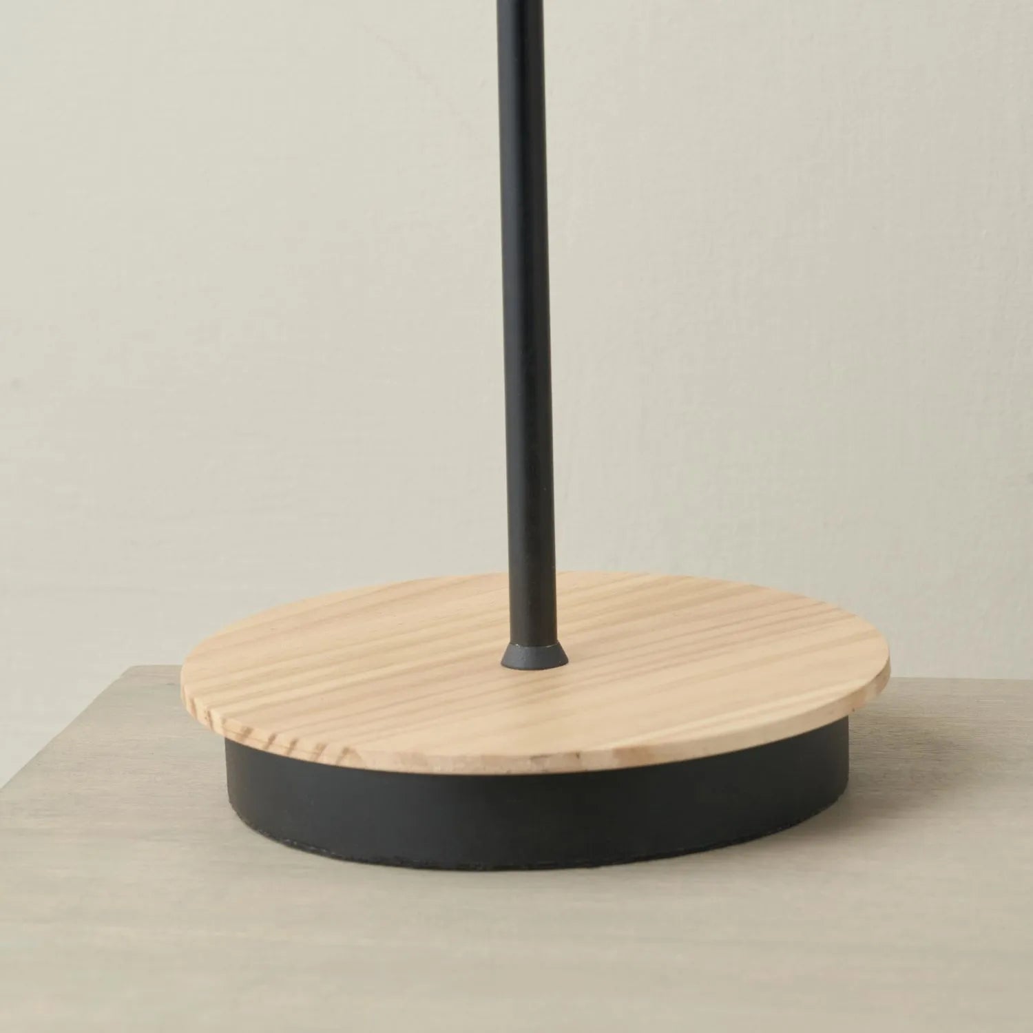 Black Metal Table Lamp with Adjustable Tapered Linen Shade & Natural Wood Base – Modern Bedside Desk & Reading Light 50x17x40cm | Click Style