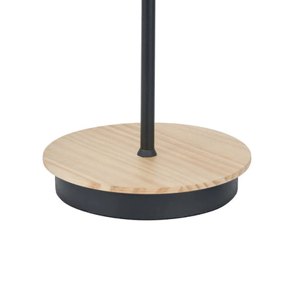 Black Metal Table Lamp with Adjustable Tapered Linen Shade & Natural Wood Base – Modern Bedside Desk & Reading Light 50x17x40cm | Click Style