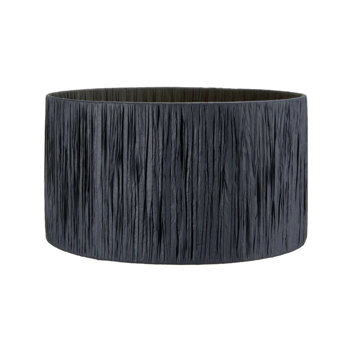 Black Raffia Drum Lampshade with Wrapped Textured Finish – Light Shade for Ceiling Table & Floor Lamps 30cm/12in - Click Style
