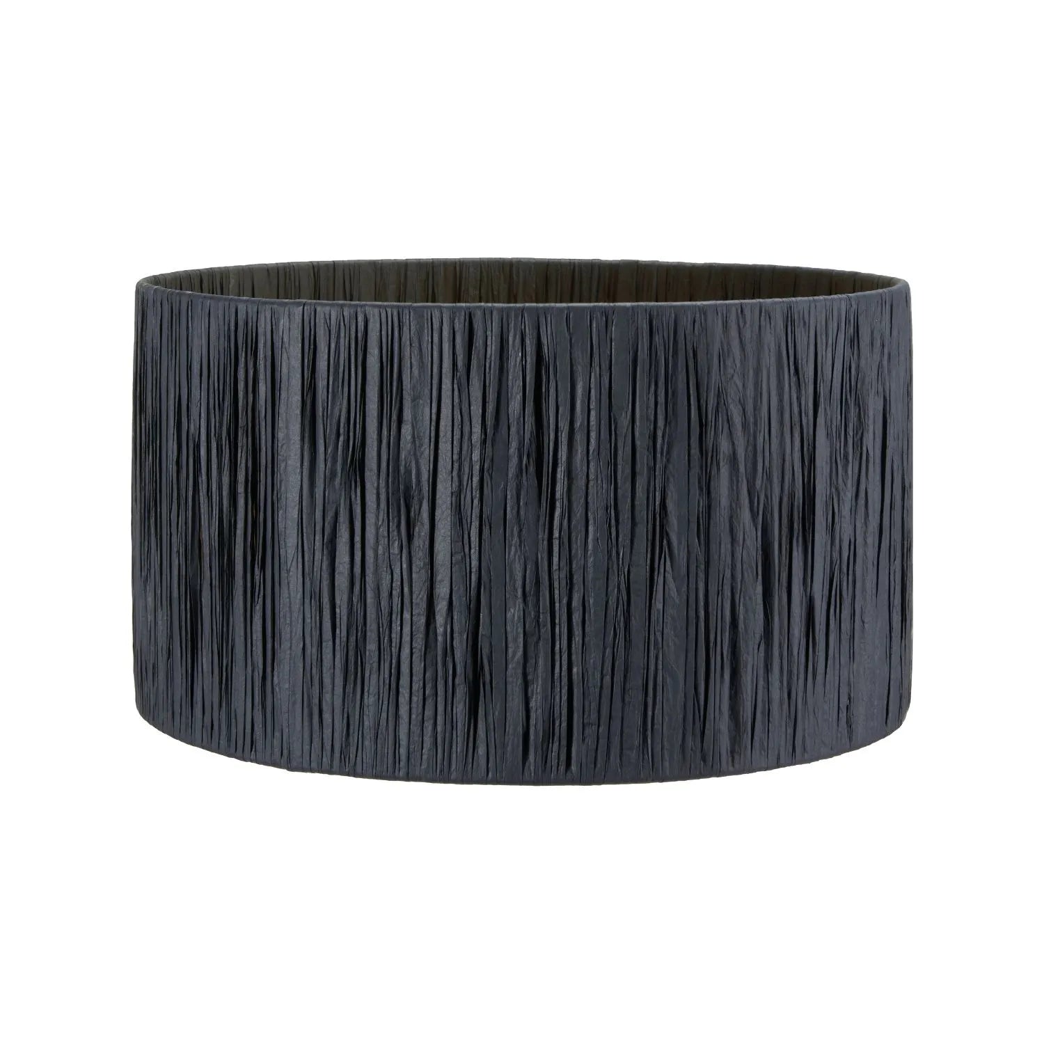 Black Raffia Drum Lampshade with Wrapped Textured Finish – Light Shade for Ceiling Table & Floor Lamps 30cm/12in - Click Style