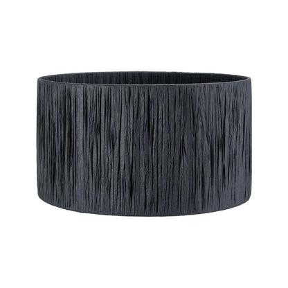 Black Raffia Drum Lampshade with Wrapped Textured Finish – Light Shade for Ceiling Table & Floor Lamps 35cm/14in - Click Style