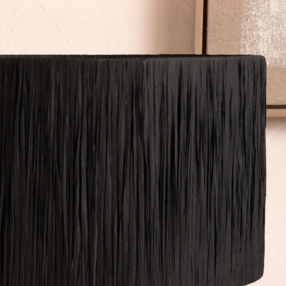 Black Raffia Drum Lampshade with Wrapped Textured Finish – Light Shade for Ceiling Table & Floor Lamps 45cm/18in - Click Style
