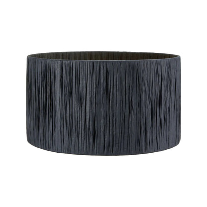 Black Raffia Drum Lampshade with Wrapped Textured Finish – Light Shade for Ceiling Table & Floor Lamps 35cm/14in - Click Style