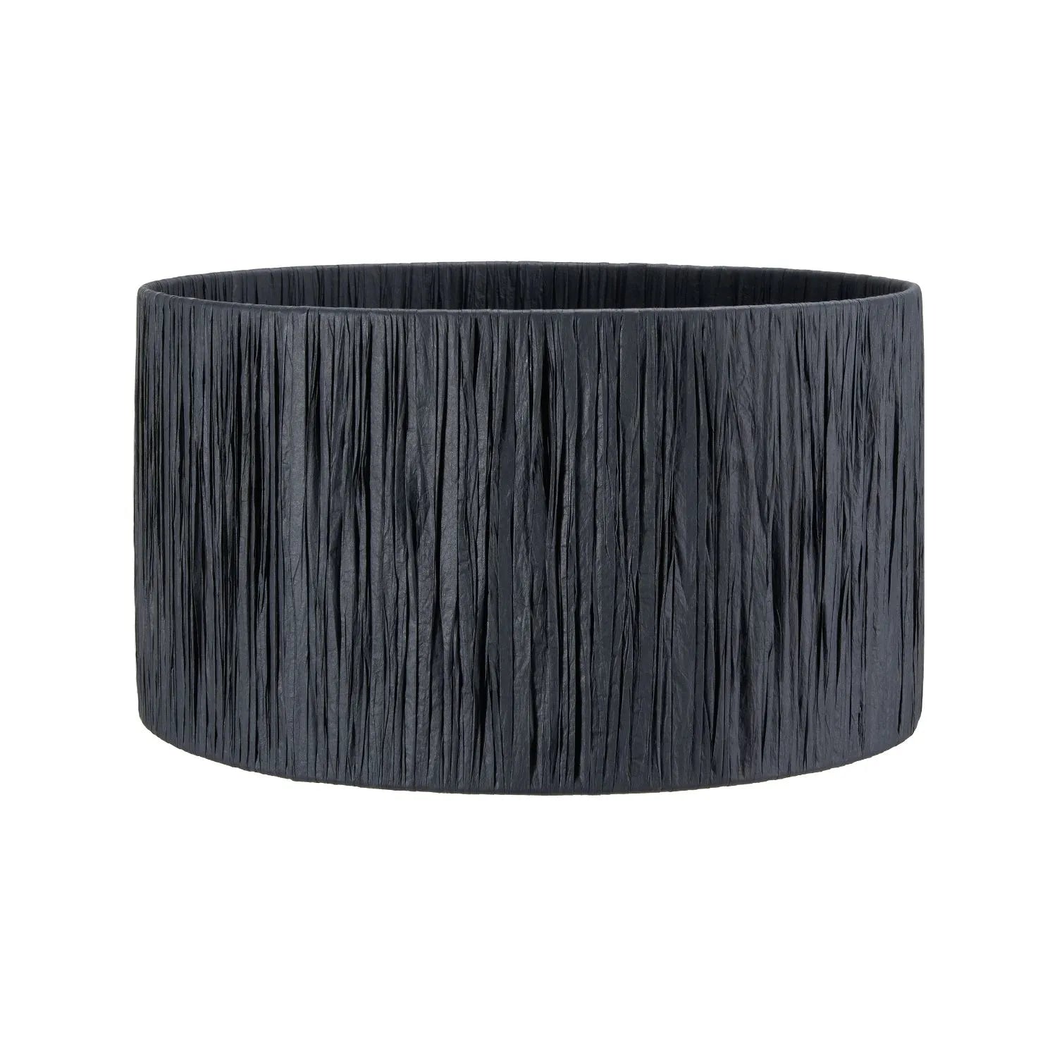 Black Raffia Drum Lampshade with Wrapped Textured Finish – Light Shade for Ceiling Table & Floor Lamps 30cm/12in - Click Style