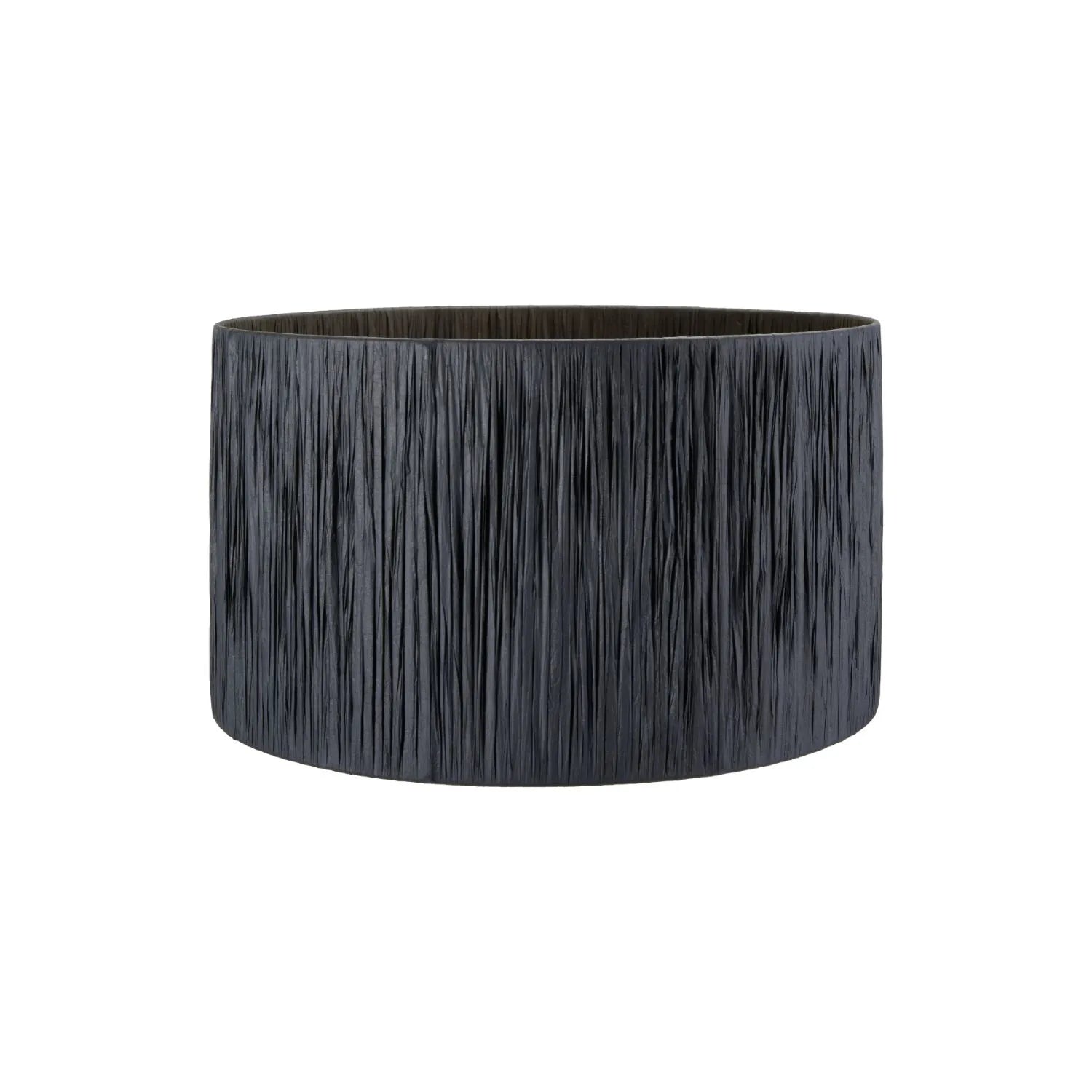 Black Raffia Drum Lampshade with Wrapped Textured Finish – Light Shade for Ceiling Table & Floor Lamps 40cm/16in - Click Style
