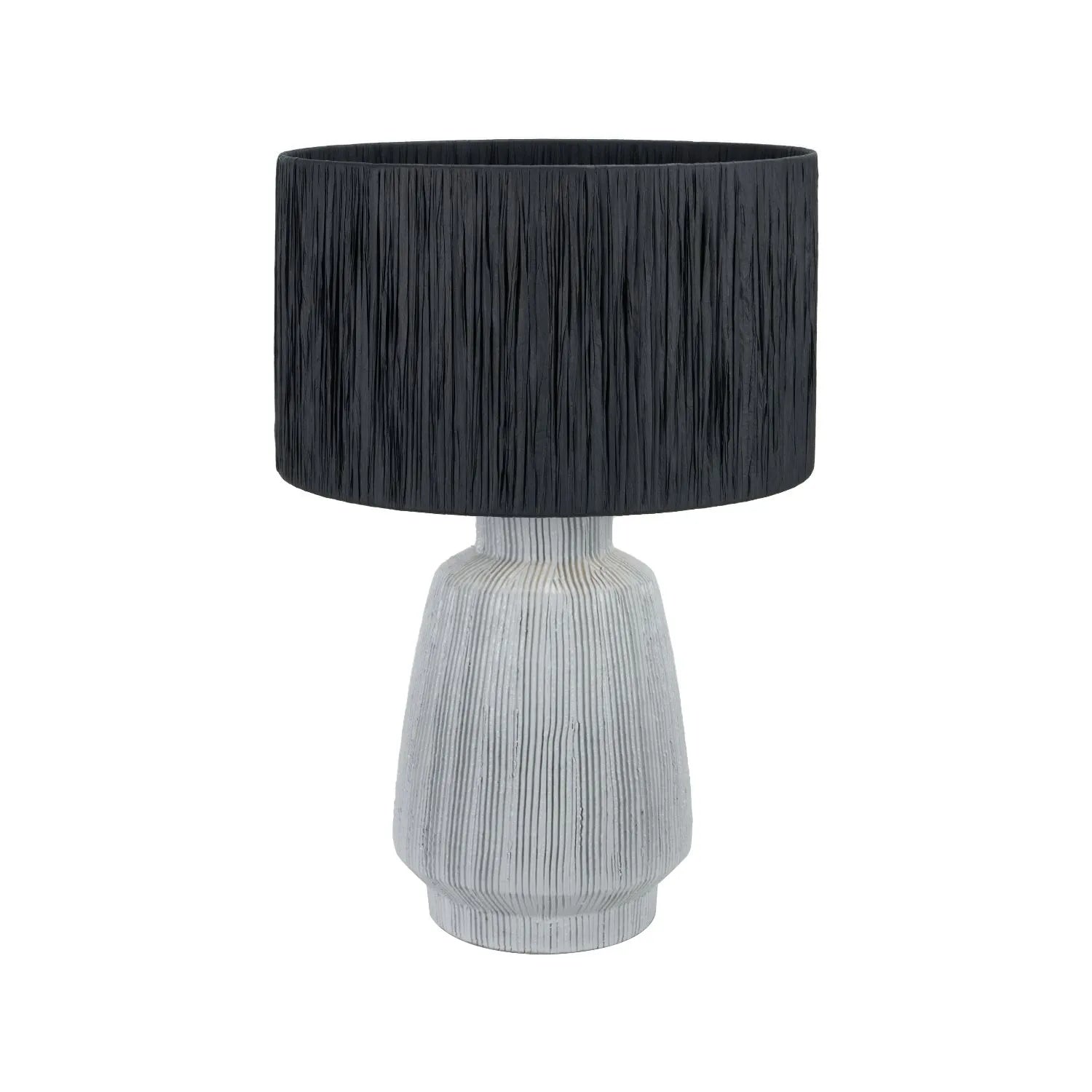 Black Raffia Drum Lampshade with Wrapped Textured Finish – Light Shade for Ceiling Table & Floor Lamps 35cm/14in - Click Style
