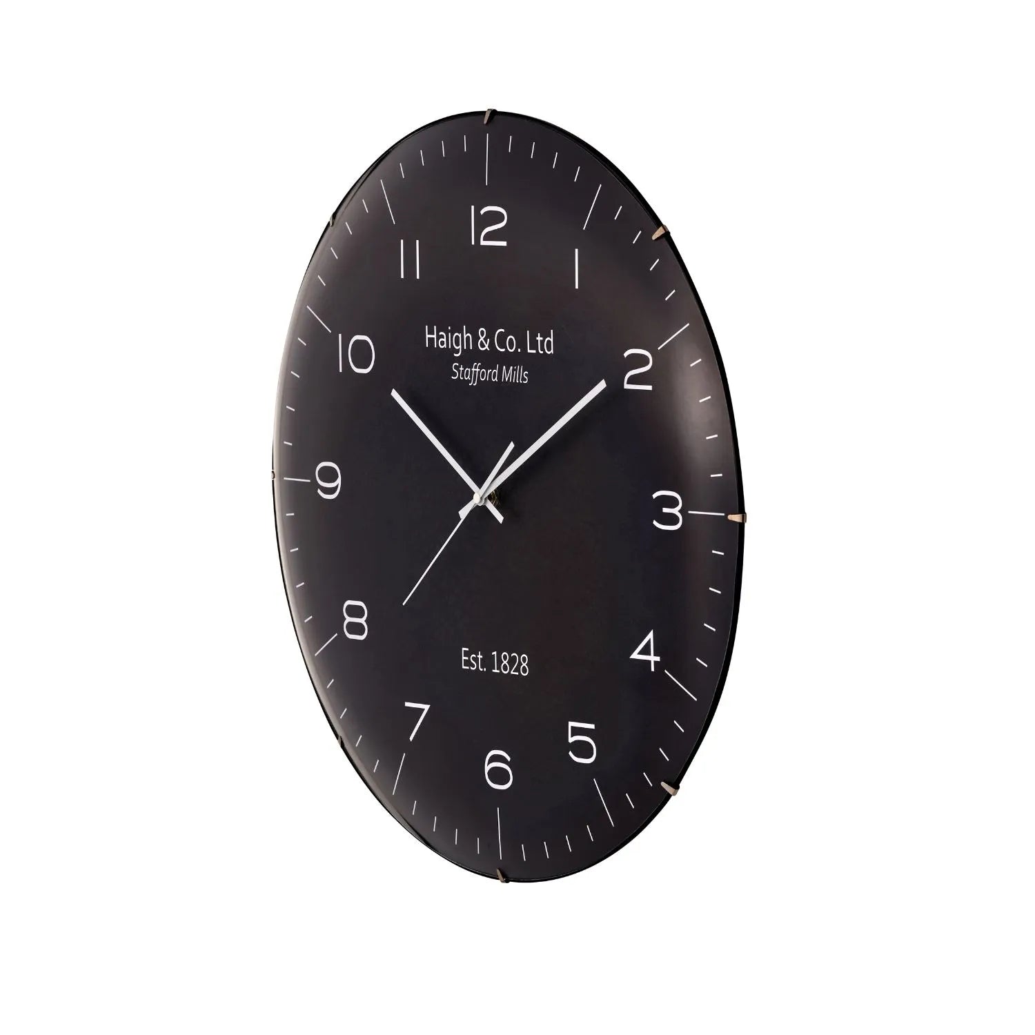 Black Retro Round Wall Clock with Convex Glass & White Arabic Numerals & Hands 50x6cm - Click Style