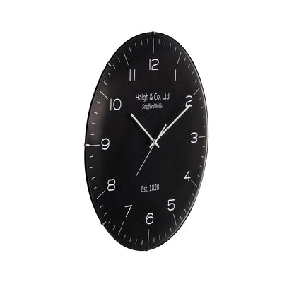 Black Retro Round Wall Clock with Convex Glass & White Arabic Numerals & Hands 50x6cm - Click Style