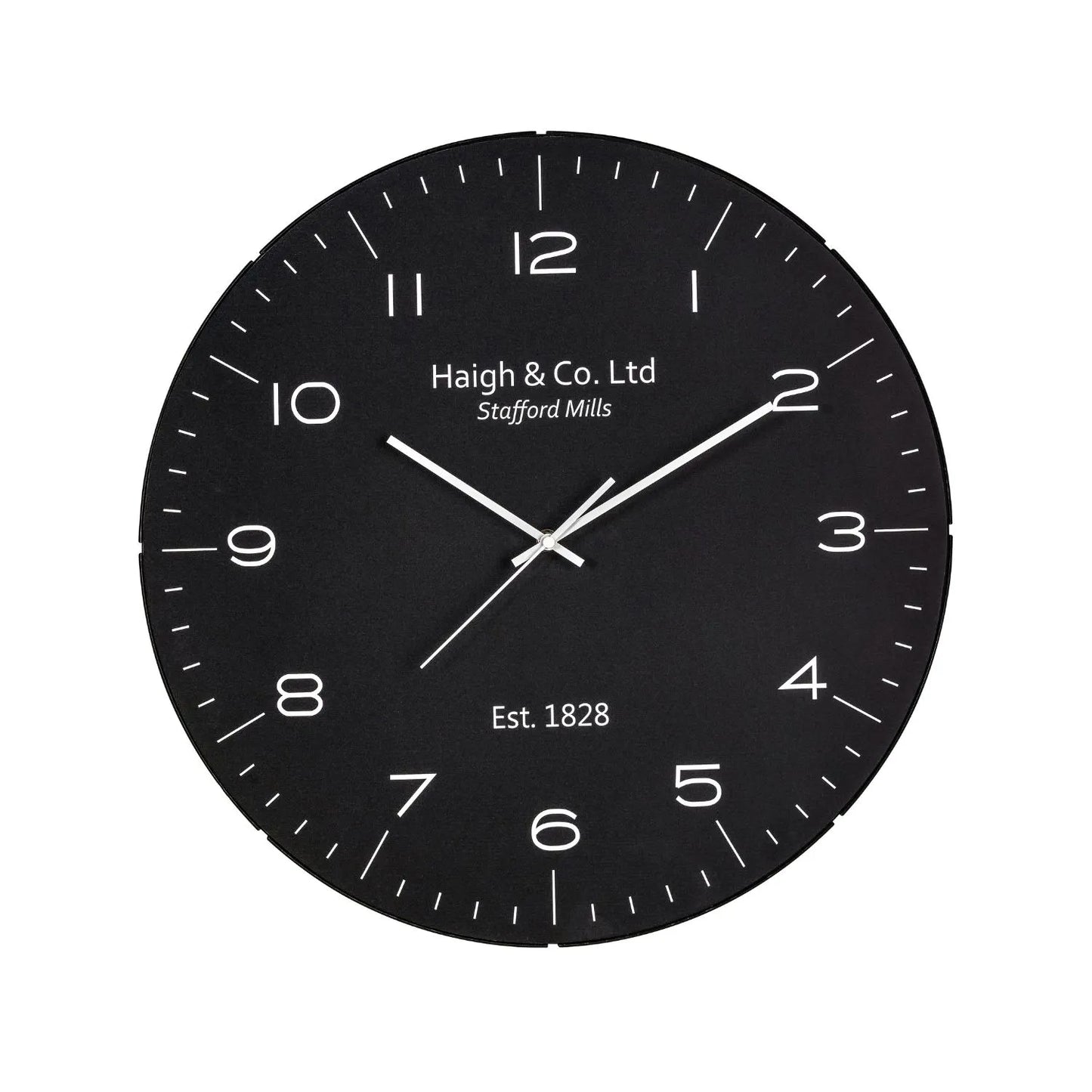 Black Retro Round Wall Clock with Convex Glass & White Arabic Numerals & Hands 50x6cm - Click Style