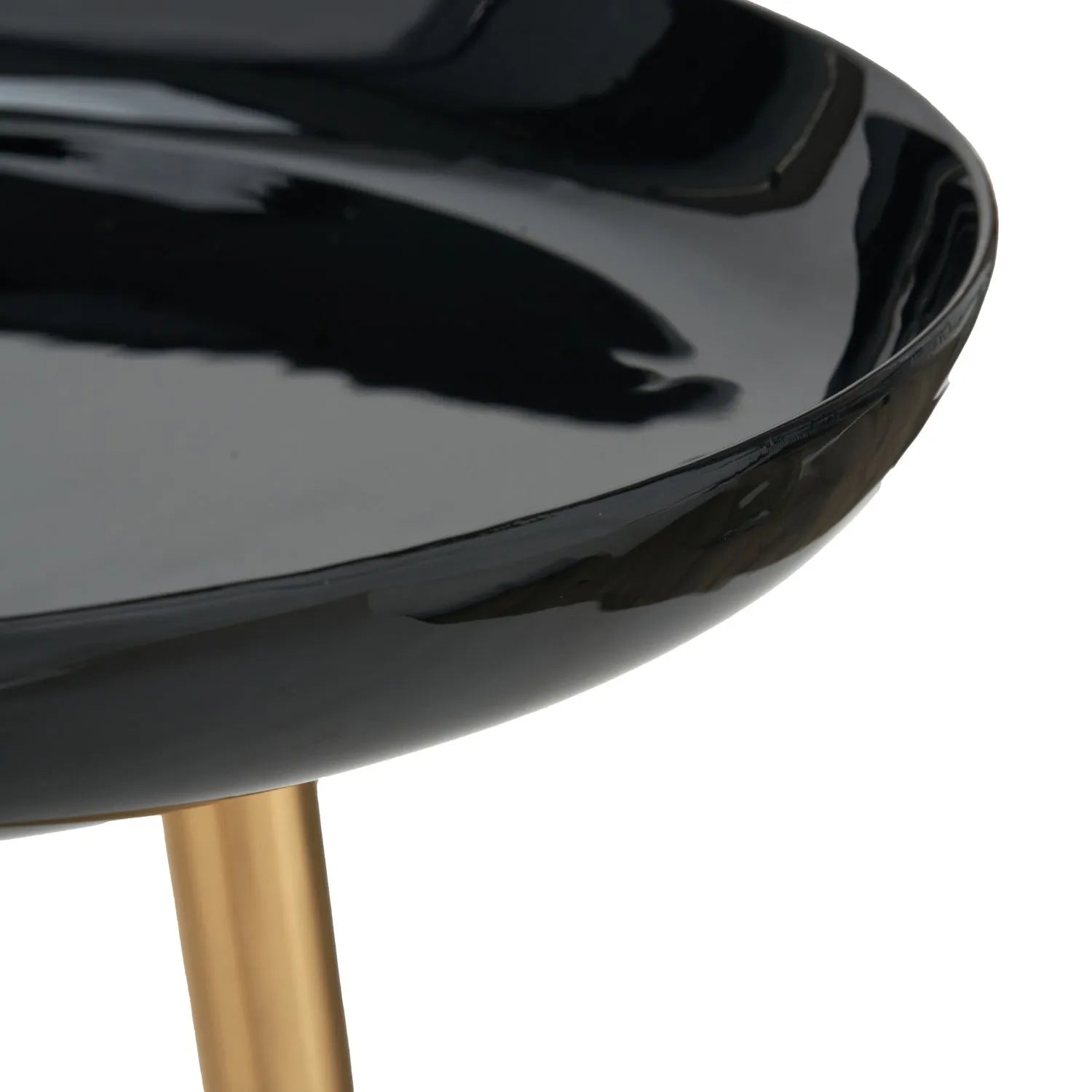 Black Round Tripod Enamel Side Table with Gold Metal Legs – Modern Accent Table 58x44x44cm - Click Style