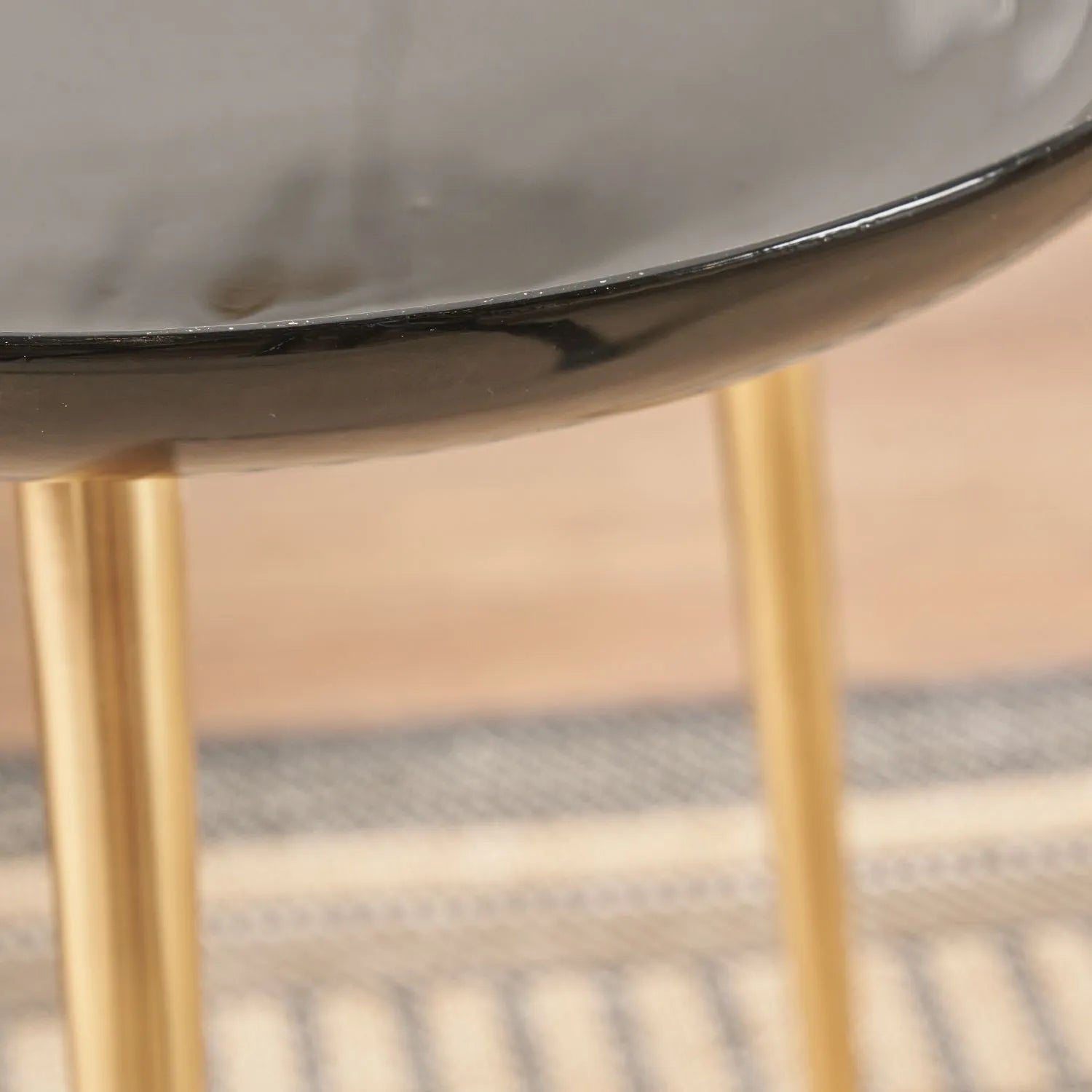 Black Round Tripod Enamel Side Table with Gold Metal Legs – Modern Accent Table 58x44x44cm - Click Style