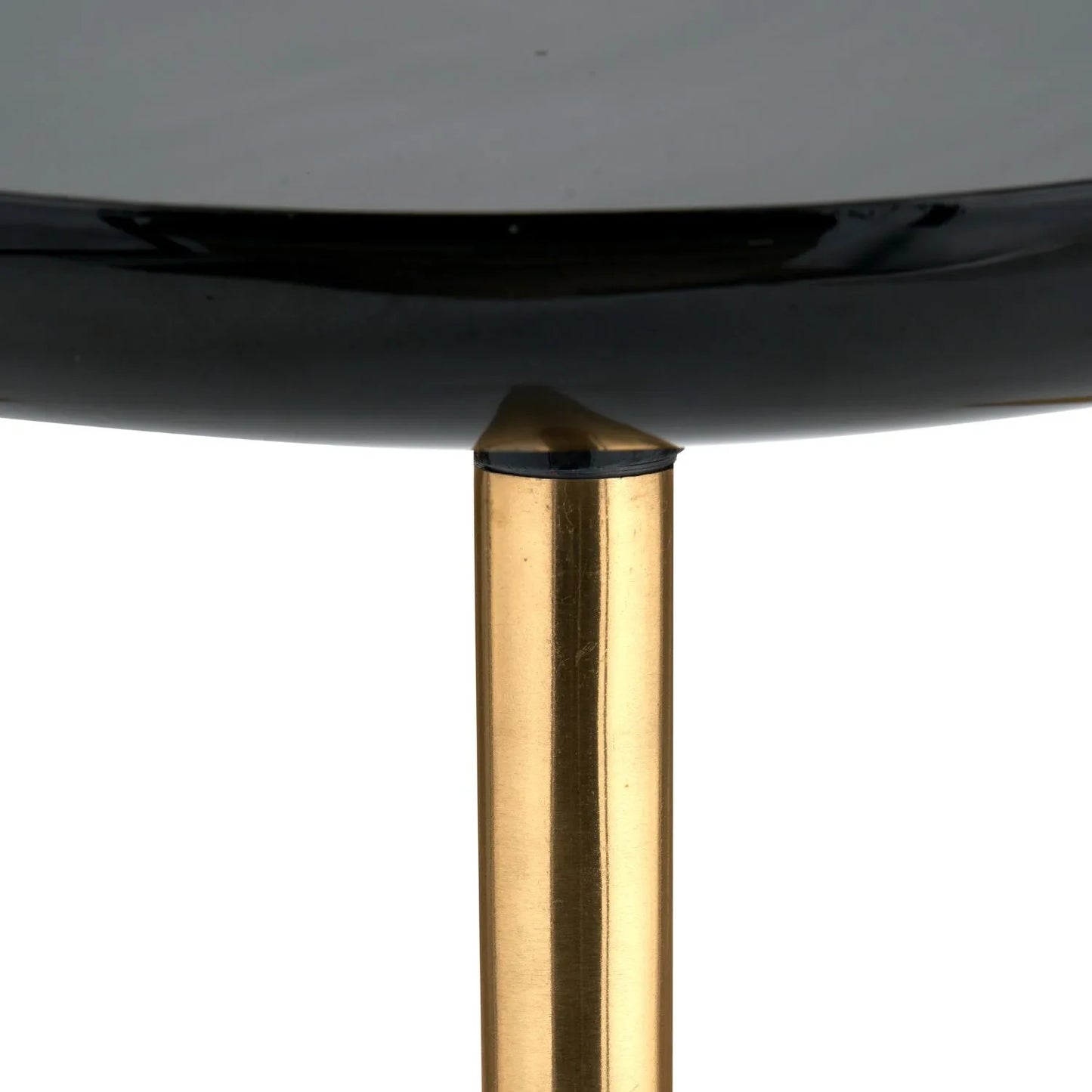 Black Round Tripod Enamel Side Table with Gold Metal Legs – Modern Accent Table 58x44x44cm - Click Style