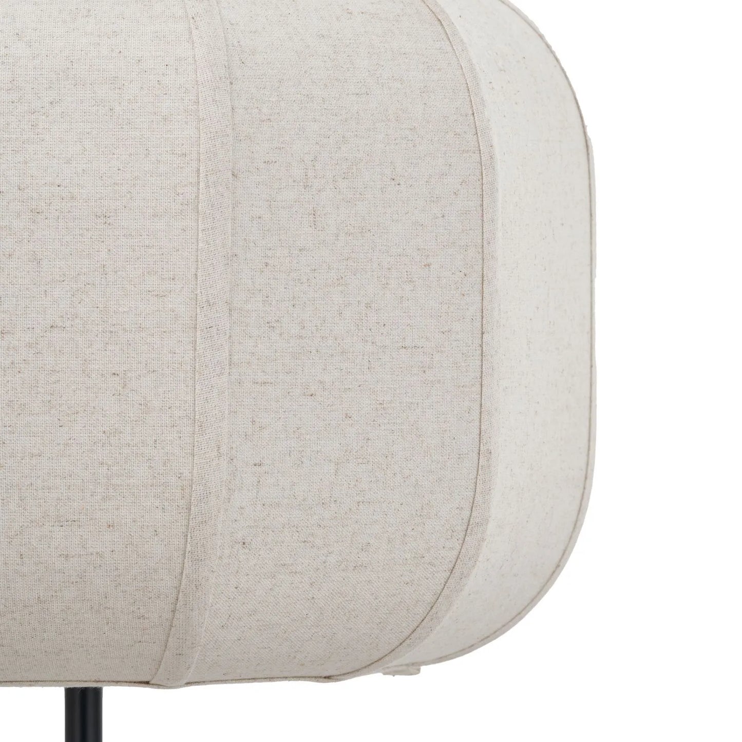 Black Sculptural Metal Floor Lamp with Structured Natural Linen Rounded Squat Shade – Contemporary Cream & Black Freestanding Floor Lamp 157x41x41cm | Click Style