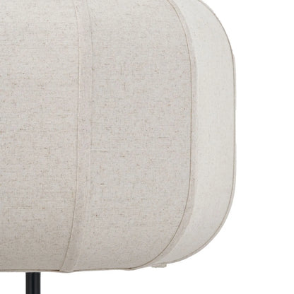Black Sculptural Metal Floor Lamp with Structured Natural Linen Rounded Squat Shade – Contemporary Cream & Black Freestanding Floor Lamp 157x41x41cm | Click Style