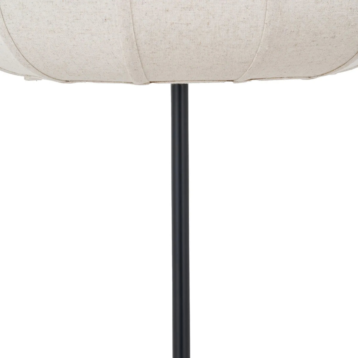 Black Sculptural Metal Floor Lamp with Structured Natural Linen Rounde ...