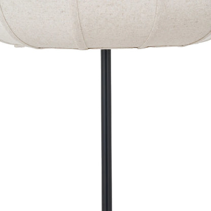 Black Sculptural Metal Floor Lamp with Structured Natural Linen Rounded Squat Shade – Contemporary Cream & Black Freestanding Floor Lamp 157x41x41cm | Click Style