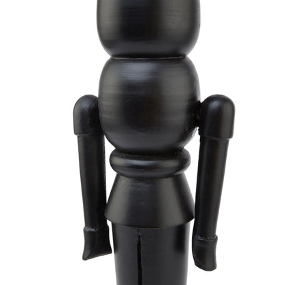 Black Wooden Soldier Nutcracker Ornament 60x14cm – Floor Standing Festive Christmas Decoration - Click Style