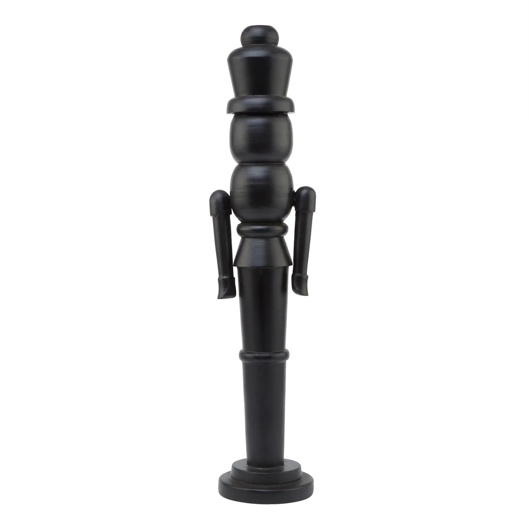 Black Wooden Soldier Nutcracker Ornament 60x14cm – Floor Standing Festive Christmas Decoration - Click Style