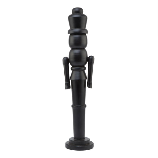 Black Wooden Soldier Nutcracker Ornament 60x14cm – Floor Standing Festive Christmas Decoration - Click Style