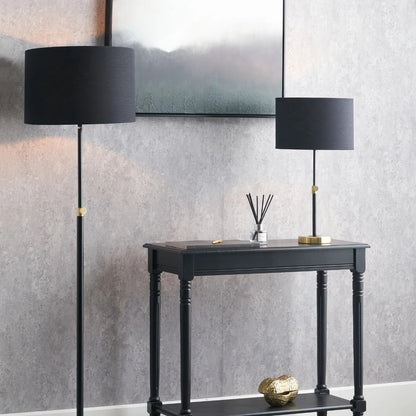 Black & Gold Metal Adjustable Floor Lamp with Black Drum Lampshade – Modern Floor-standing Lighting for Home 150x40cm - Click Style