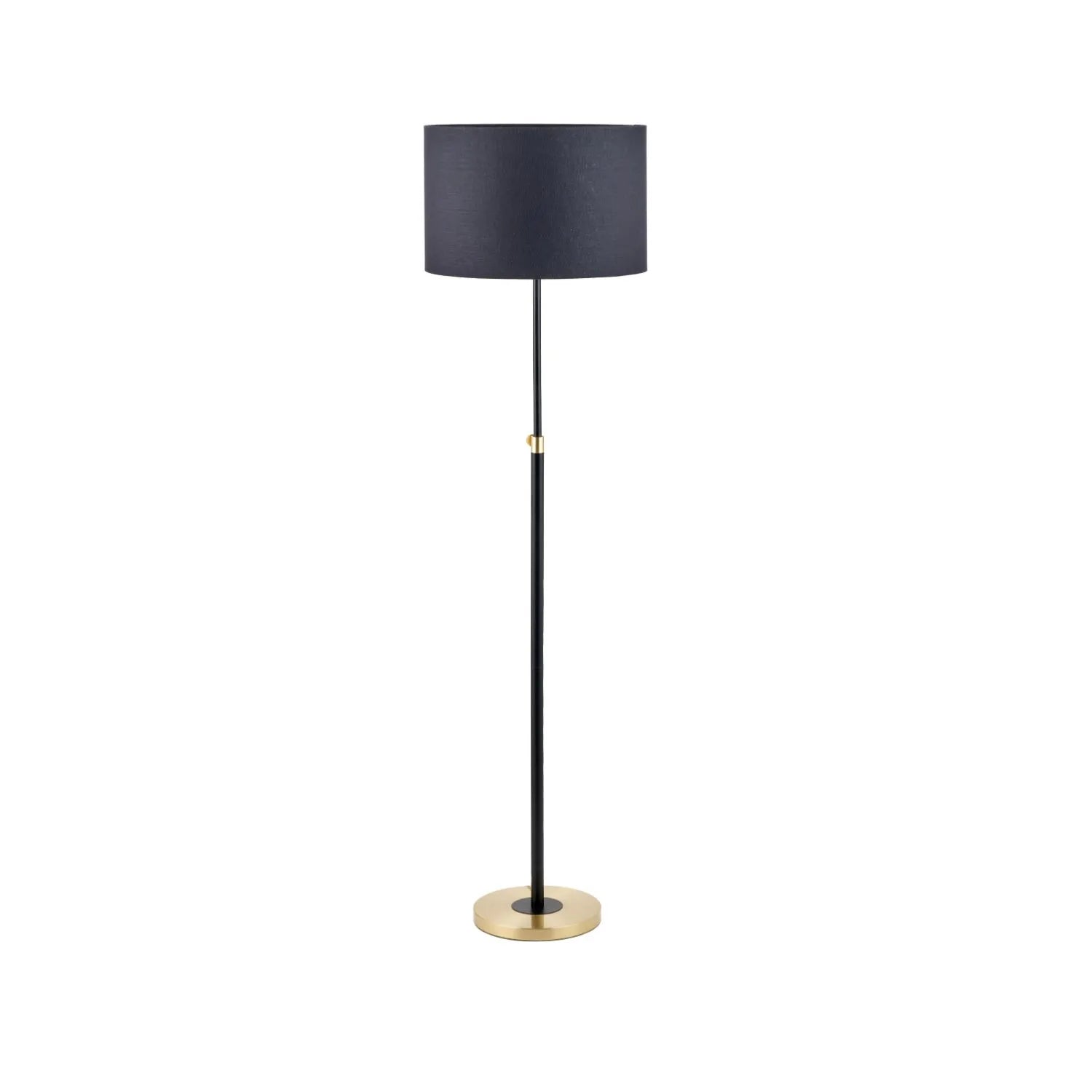 Black & Gold Metal Adjustable Floor Lamp with Black Drum Lampshade – Modern Floor-standing Lighting for Home 150x40cm - Click Style