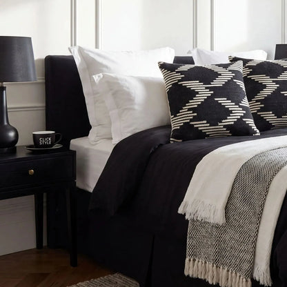 Black & White Square Indoor Outdoor Cushion with Aztec Pattern – Recycled Weather-Resistant & Durable 45x45x10cm – Geometric Garden Scatter Cushion for Patios, Balconies, Conservatories, Garden Furniture & Indoor Seating Areas | Click Style