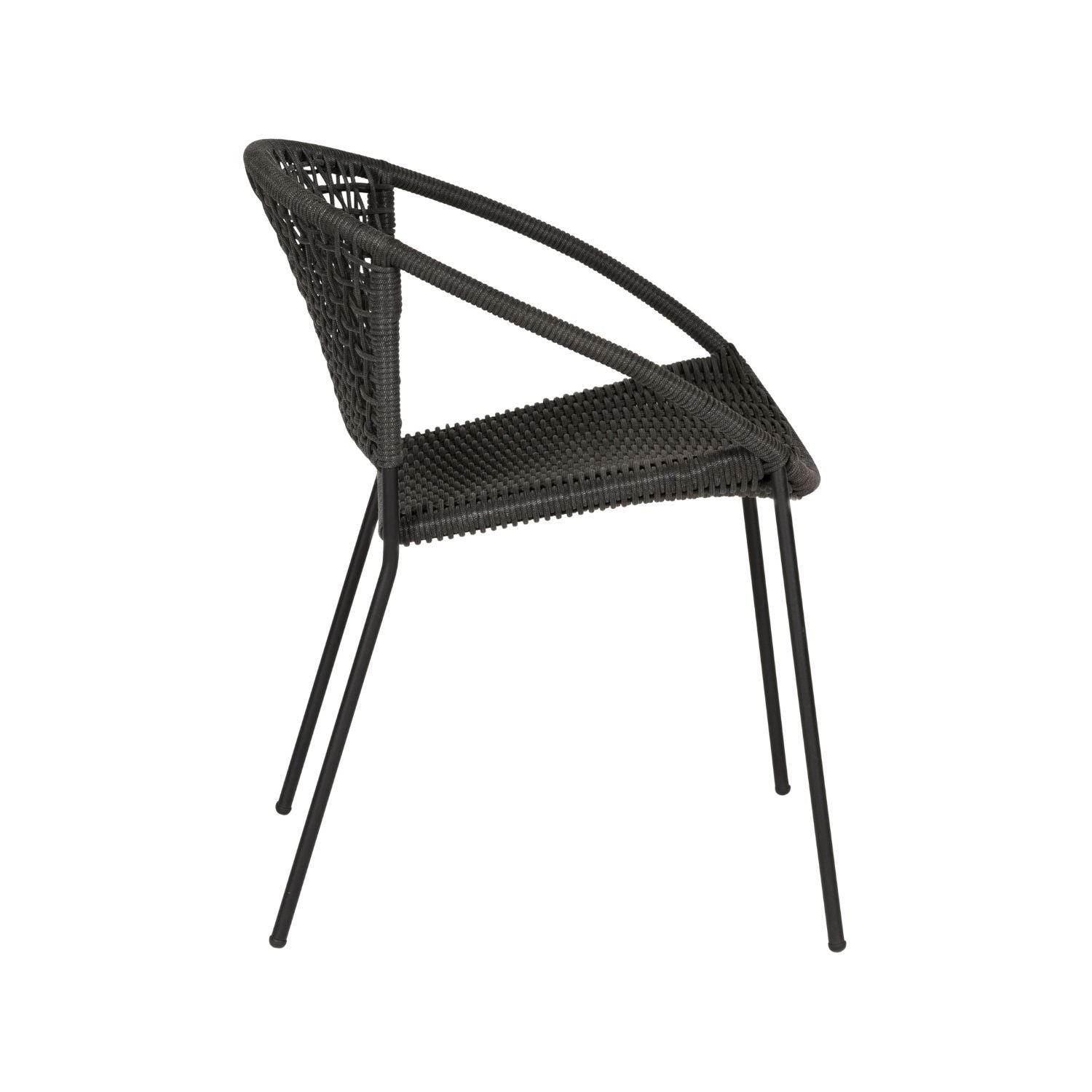 Black 2-Seater Outdoor Rope Garden Bistro Set with Acacia Wood